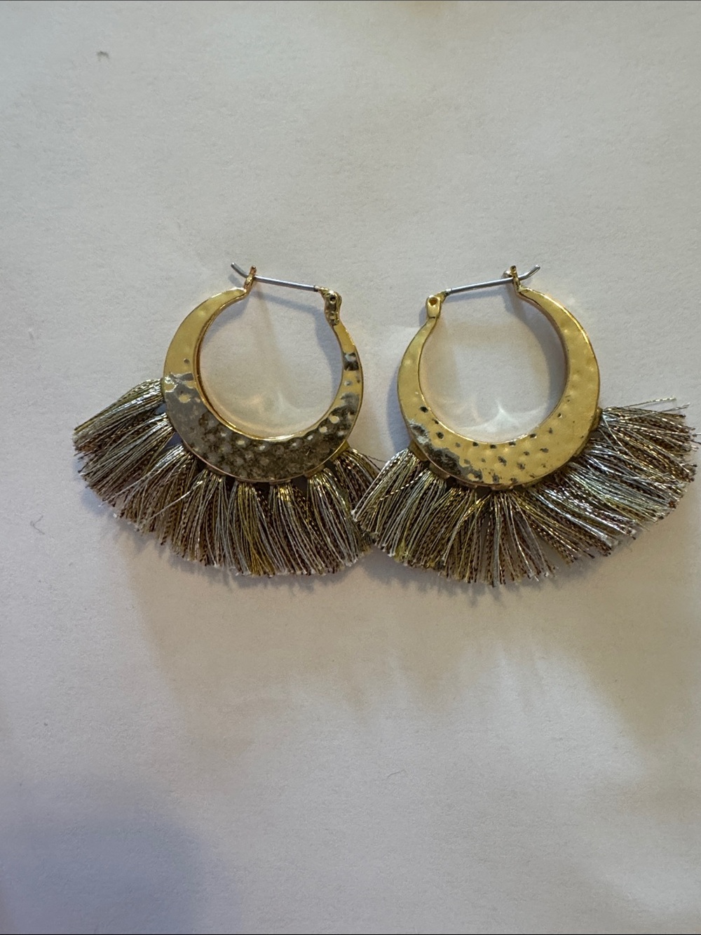 Gold Fringe Hoop Earrings - Women's Fashion Jewelry